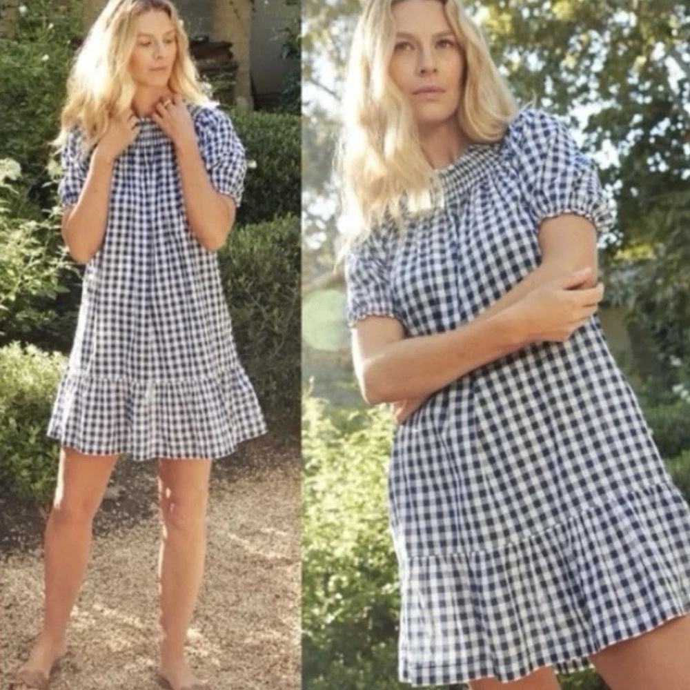 Blue Gingham Midi Dress